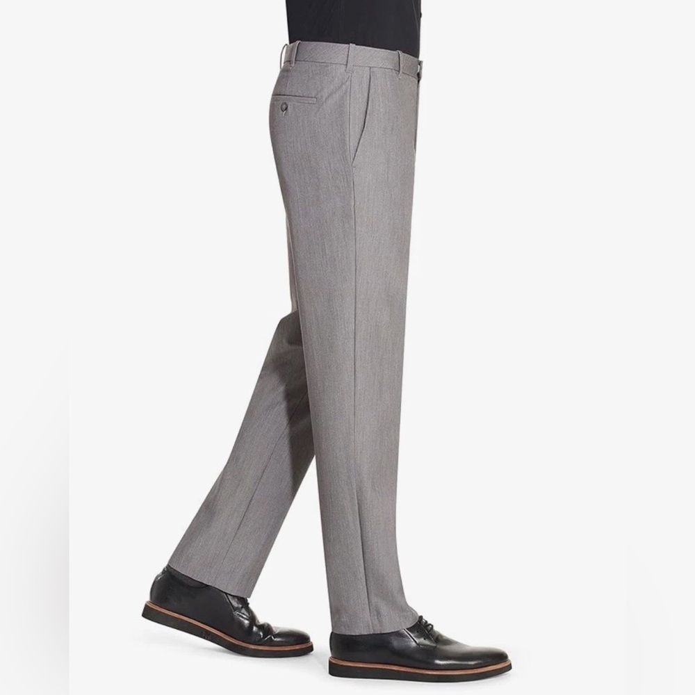 Van Heusen Men's Flex Flat Front Straight Fit Pants Silver Gray Size 36x32 - Picture 2 of 10